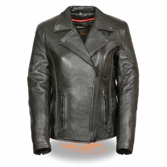Milwaukee Leather Women's Braid and Stud Leather Jacket - 4X Black - Picture 1 of 5